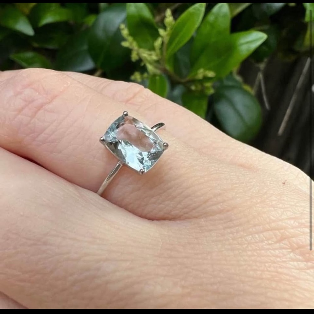 Solid 14k Natural Aquamarine Ring - image 1